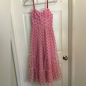 Betsey Johnson Pink Dress with Red Heart Print
